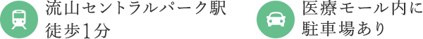 流山セントラルパーク駅 徒歩1分 医療モール内に駐車場あり